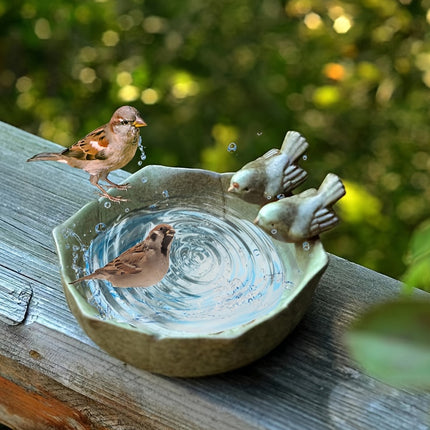 Ceramic Bird Bowl Feeder Dish Set Outdoor Garden Use Water Food Feeding Birds