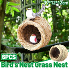 6pcs Handwoven Straw Bird Nest Pigeon Parrot Breeding House Hut for Cage