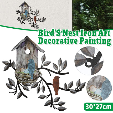 Metal Birdhouse Wall Decoration Iron Mural for Home Garden Outdoor Indoor Decor