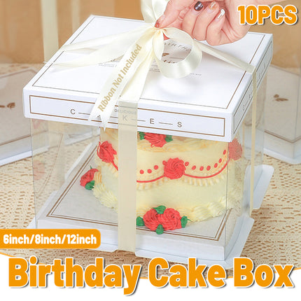 10PCS Clear Cake Box Treat Display Portable Packaging Food Safe PET Birthday