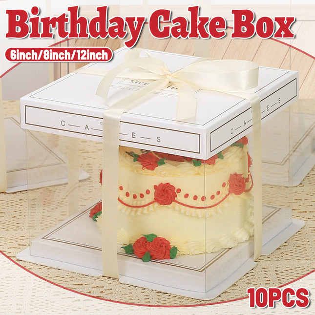 10PCS Clear Cake Box Treat Display Portable Packaging Food Safe PET Birthday