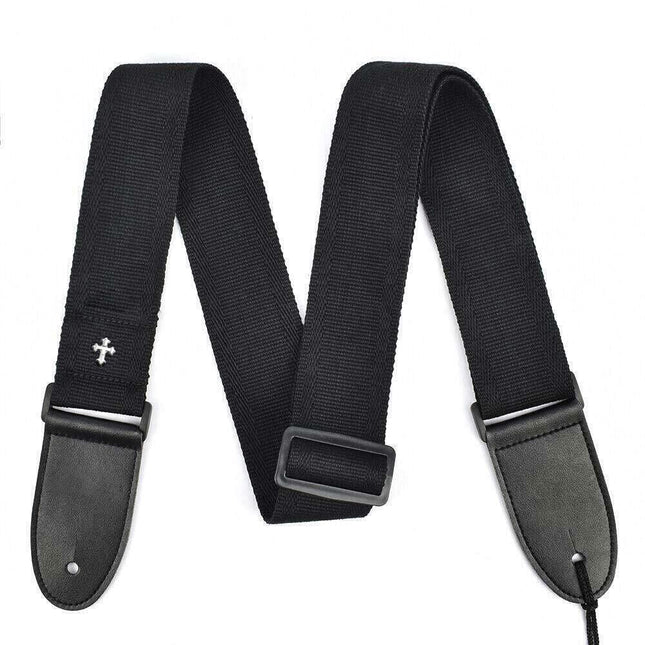 Black Guitar Strap Replacement Adjustable Nylon Belt Acoustic Electric Bass