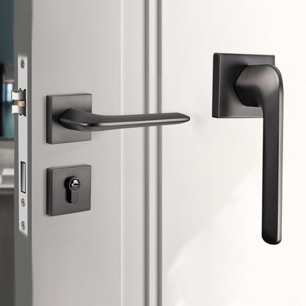 Room Door Lock Modern Style Black Bedroom Door Handle Interior Light Luxury