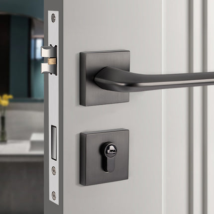 Room Door Lock Modern Style Black Bedroom Door Handle Interior Light Luxury
