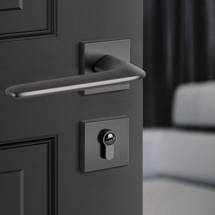 Room Door Lock Modern Style Black Bedroom Door Handle Interior Light Luxury