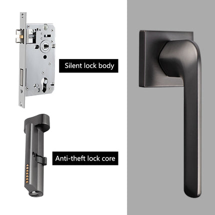 Room Door Lock Modern Style Black Bedroom Door Handle Interior Light Luxury