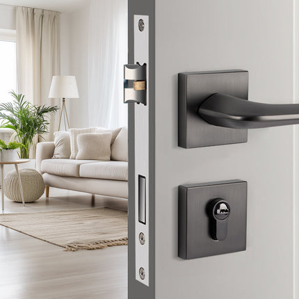 Room Door Lock Modern Style Black Bedroom Door Handle Interior Light Luxury