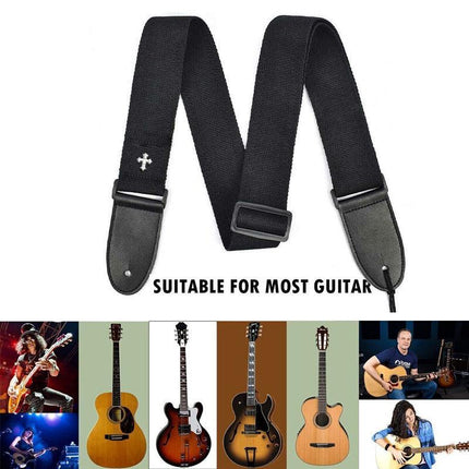Black Guitar Strap Replacement Adjustable Nylon Belt Acoustic Electric Bass
