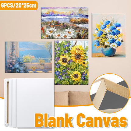 6x Artist Canvas Blank Stretched Canvases Art Large White Range Oil Acrylic Wood
