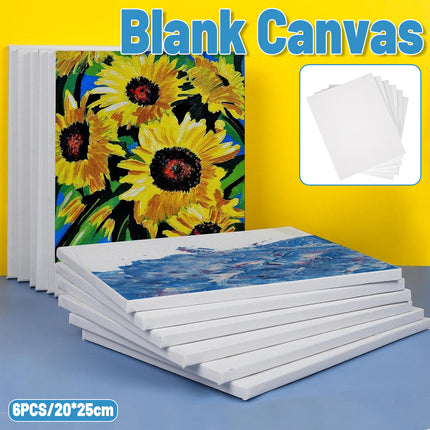 6x Artist Canvas Blank Stretched Canvases Art Large White Range Oil Acrylic Wood