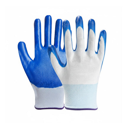 12 Pairs Nitrile Coated Work Gloves Oil Resistant Grip for Labour Car Repair