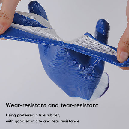 12 Pairs Nitrile Coated Work Gloves Oil Resistant Grip for Labour Car Repair