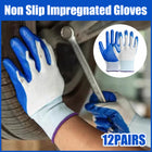 12 Pairs Nitrile Coated Work Gloves Oil Resistant Grip for Labour Car Repair