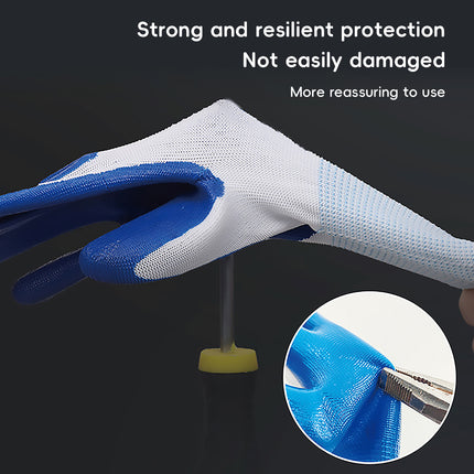 12 Pairs Nitrile Coated Work Gloves Oil Resistant Grip for Labour Car Repair