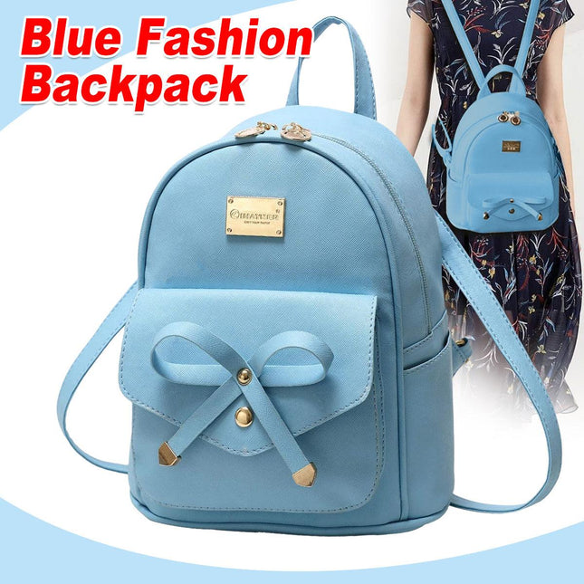 Blue Butterfly Shoulder Bag Student Schoolbag Backpack Travel Tote for Girls