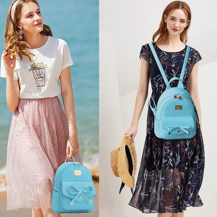 Blue Butterfly Shoulder Bag Student Schoolbag Backpack Travel Tote for Girls
