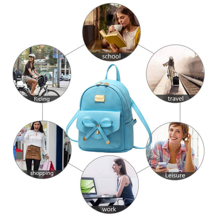Blue Butterfly Shoulder Bag Student Schoolbag Backpack Travel Tote for Girls