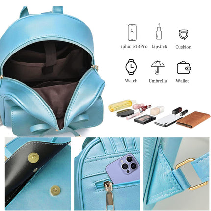 Blue Butterfly Shoulder Bag Student Schoolbag Backpack Travel Tote for Girls