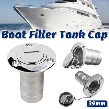 Stainless Steel Fuel Water Deck Filler Cap Flip Top Marine Yacht Boat Accessory