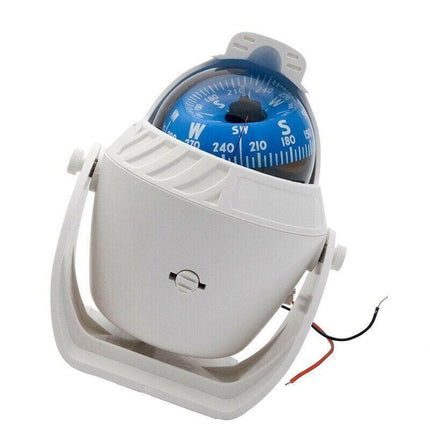 1Pc Magnetic Boat Compass White Built In Light 65Mm Card Pivoting Marine Sea - Aimall