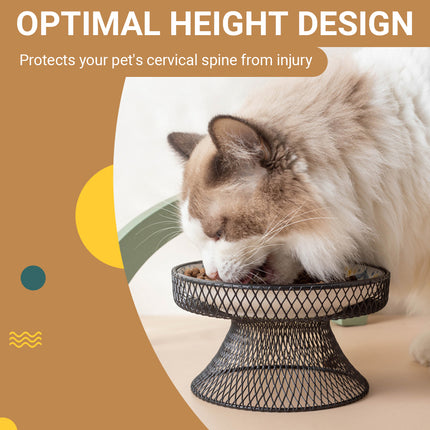 Bohemian Style Ceramic Cat Bowl Optimal Height Design for Water Food Feeder Dish
