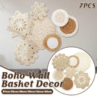 Boho Wall Decor Set 7PCS Handwoven Natural Rattan Cotton Living Room Porch