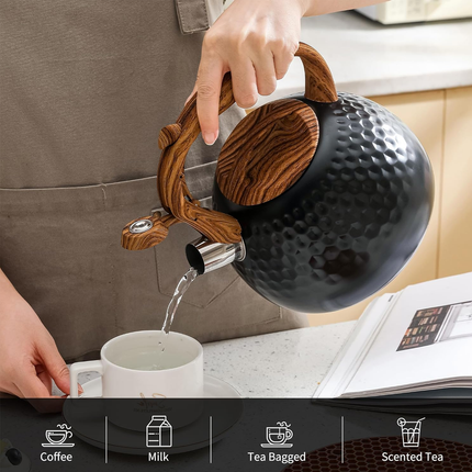 3L Stainless Steel Whistling Kettle Hammer Pattern Induction Gas Teapot Use