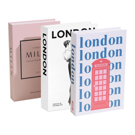 3 PCS Modern Decorative Books Set Foldable Fake Books for Display City Theme