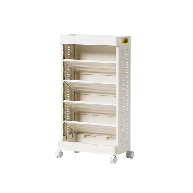 5-Tier Mobile Rolling Bookshelf Storage Rack 40x20x70.5cm Home Office