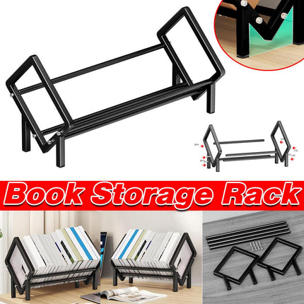Simple Desktop Stainless Steel Bookcase Storage Organizer Shelf for Office
