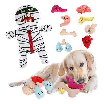 9 In 1 Food Hiding Pet Toy Mummy Plush Sound Creating Cat Dog Interactive Toys