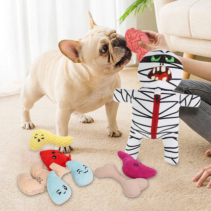 9 In 1 Food Hiding Pet Toy Mummy Plush Sound Creating Cat Dog Interactive Toys