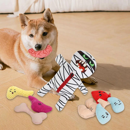 9 In 1 Food Hiding Pet Toy Mummy Plush Sound Creating Cat Dog Interactive Toys