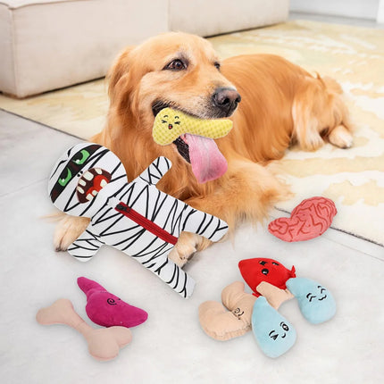 9 In 1 Food Hiding Pet Toy Mummy Plush Sound Creating Cat Dog Interactive Toys