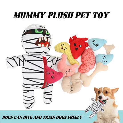 9 In 1 Food Hiding Pet Toy Mummy Plush Sound Creating Cat Dog Interactive Toys