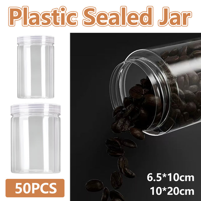 50PCS Plastic Sealed Storage Jars Food-Grade for Kitchen Pantry Spice Snack