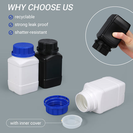 4PCS Chemical Wide Mouth Square Bottle With Lid Reagent Bottle 1L Lab Storage