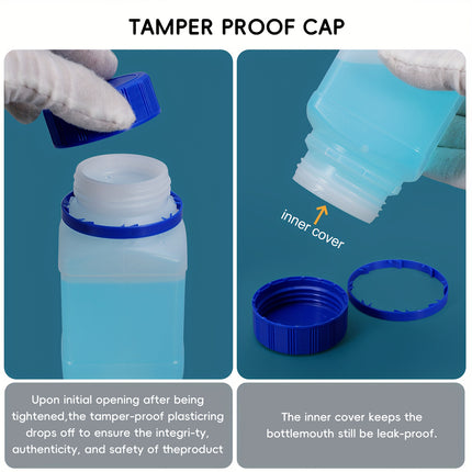 4PCS Chemical Wide Mouth Square Bottle With Lid Reagent Bottle 1L Lab Storage