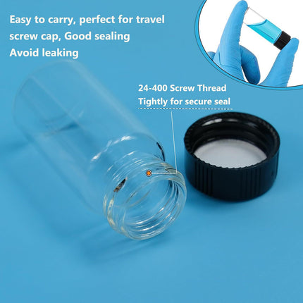100PCS Transparent Glass Reagent Bottle Leak Proof Sealed With Lid For Lab Use
