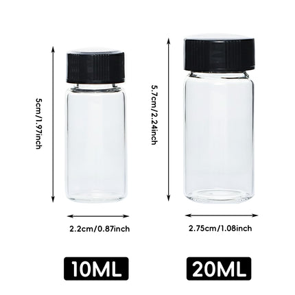 100PCS Transparent Glass Reagent Bottle Leak Proof Sealed With Lid For Lab Use