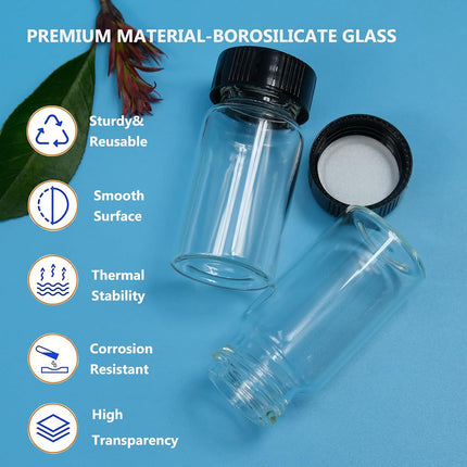 100PCS Transparent Glass Reagent Bottle Leak Proof Sealed With Lid For Lab Use