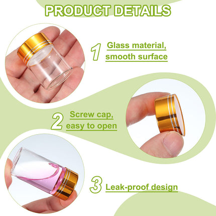 40Pcs Transparent Glass Bottle Airtight Seal Leakproof Small Items Storage Jars