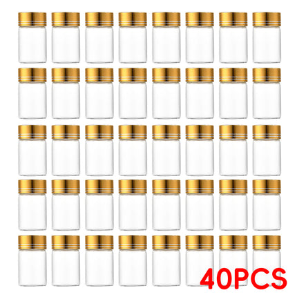 40Pcs Transparent Glass Bottle Airtight Seal Leakproof Small Items Storage Jars
