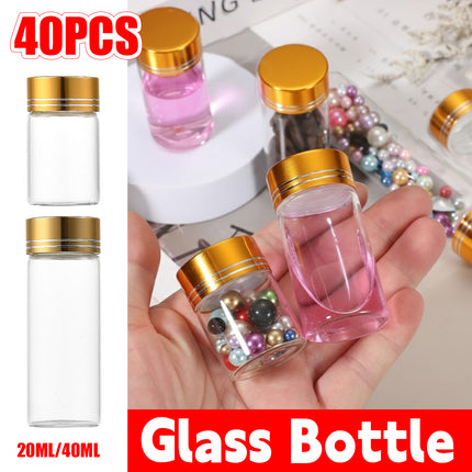 40Pcs Transparent Glass Bottle Airtight Seal Leakproof Small Items Storage Jars