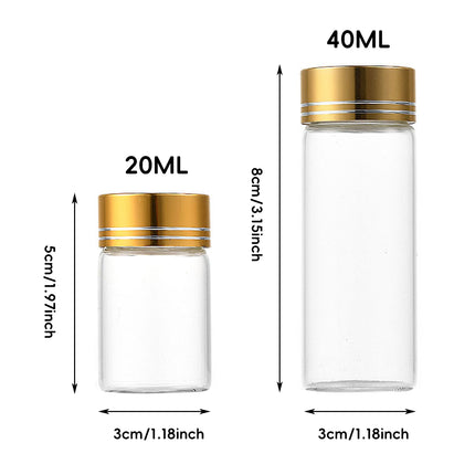 40Pcs Transparent Glass Bottle Airtight Seal Leakproof Small Items Storage Jars