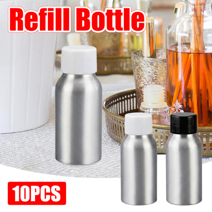 10PCS Mini Leak Proof Aluminum Bottle With Plastic Lid Essential Oil Refillable