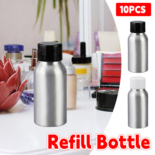 10PCS Mini Leak Proof Aluminum Bottle With Plastic Lid Essential Oil Refillable