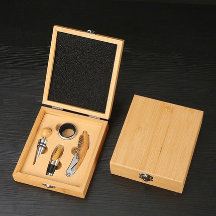 4in1 High-End Bamboo Box Packaged Multi-Functional Stainless Steel Bottle Opener
