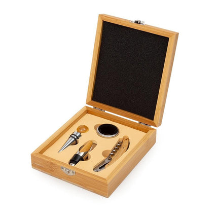 4in1 High-End Bamboo Box Packaged Multi-Functional Stainless Steel Bottle Opener