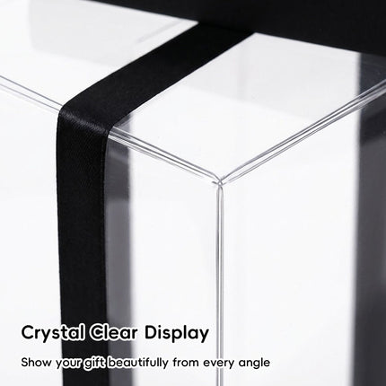 Clear PVC Bouquet Gift Boxes 5 Pack 17x17x28cm Black Ribbon